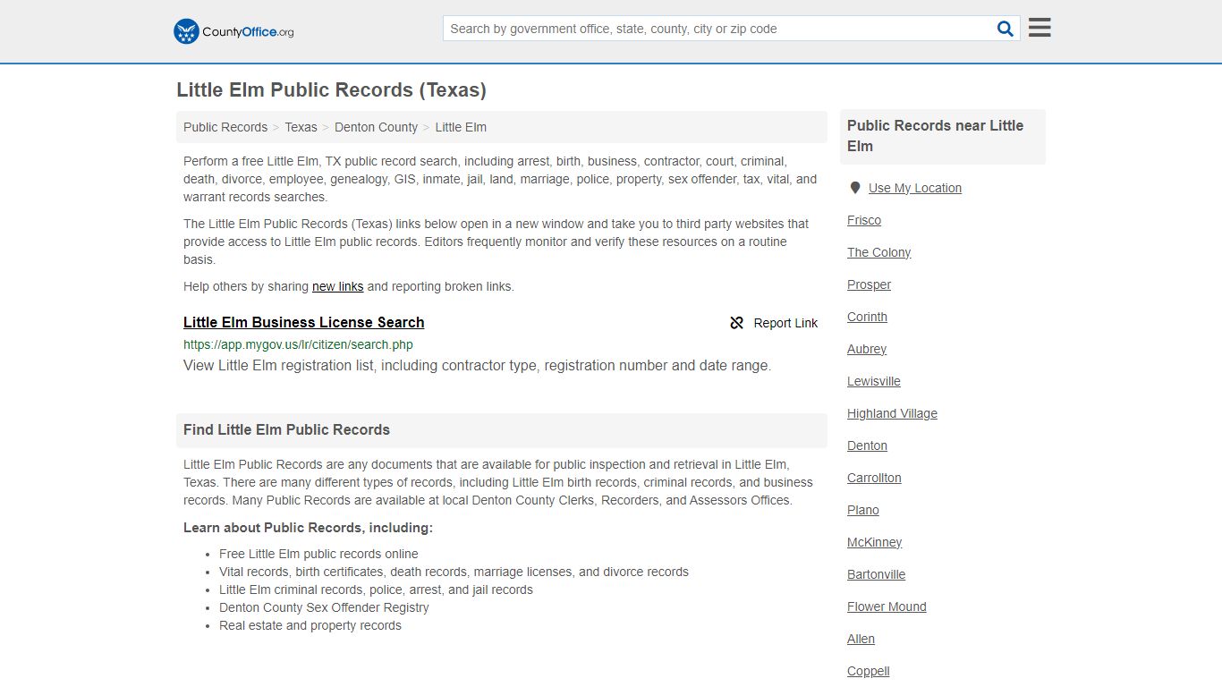 Public Records - Little Elm, TX (Business, Criminal, GIS, Property ...